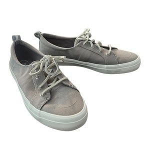Sperry Top-Siders Crest Vibe sneakers memory foam canvas leather laces gray NWOT